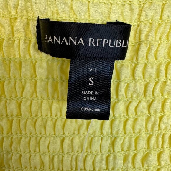 Banana Republic Yellow Ramie Gauze Twist Front Long Ballon Sleeve Peplum Blouse - Picture 13 of 17